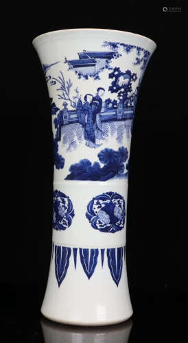 A BLUE&WHITE GLAZE VASE PAINTED WITH FIGURE STORY