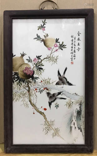 A JADEITE PORCELAIN BOARD PAINTING BY CHENGYITING