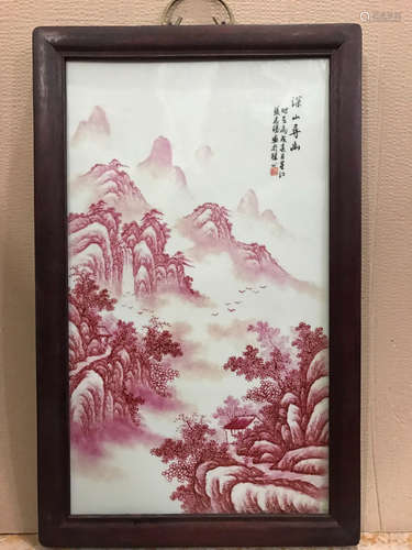 A MOUNTAIN VIEW PORCELAIN BOARD PAINTING BY WANGYETING