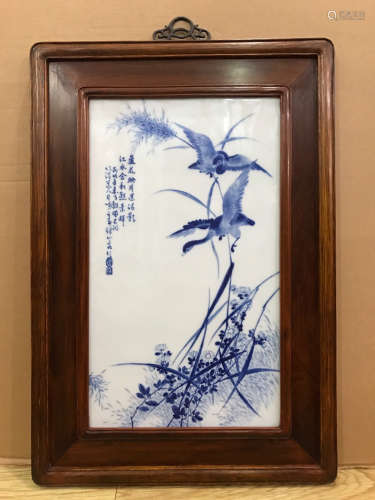 A DUCK AND POND PORCELAIN BOARD PAINTING BY WANGBU