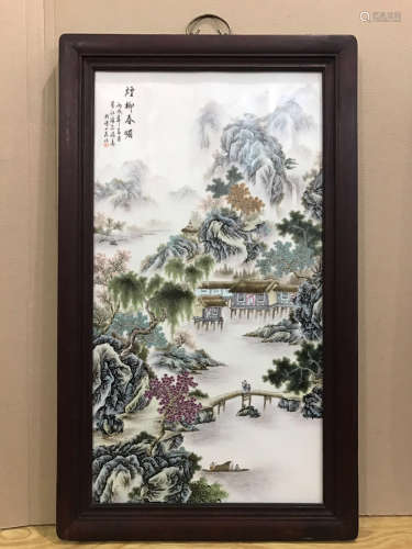 A FAMILLE ROSE GLAZE PORCELAIN BOARD PAINTING BY ZHANGZHITANG