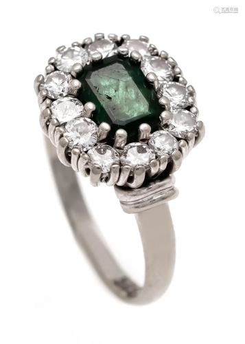 Emerald-brilliant ring WG