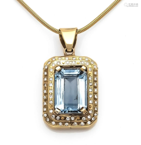 Blue topaz diamond pendan