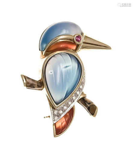 Kingfisher brooch pendant