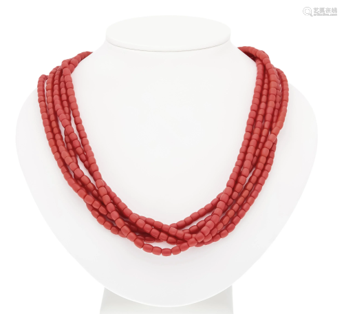 Coral necklace with silve
