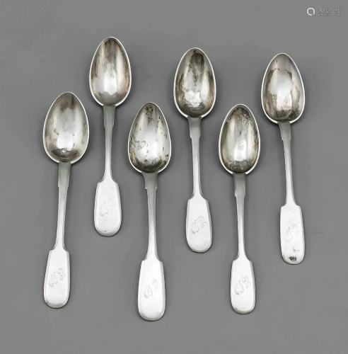 Six coffee spoons, marked