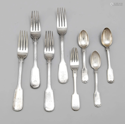 Eight pieces cutlery, mar