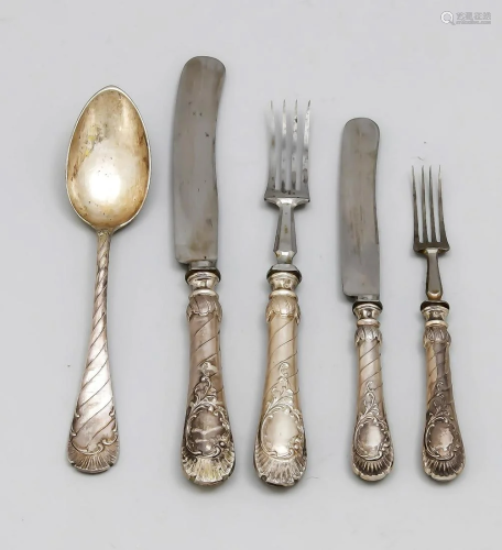 Five pieces of cutlery, A