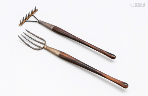 Miniature rake and fork,