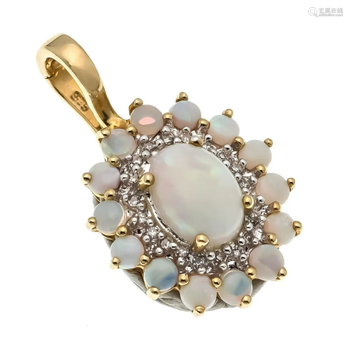 Opal diamond clip pendant