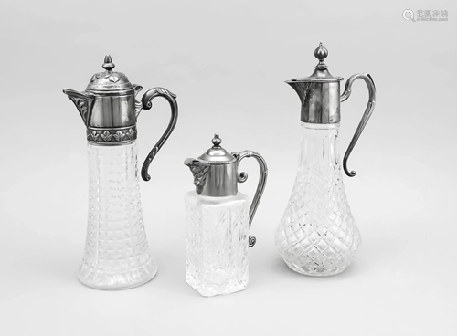 Three decanters with asse