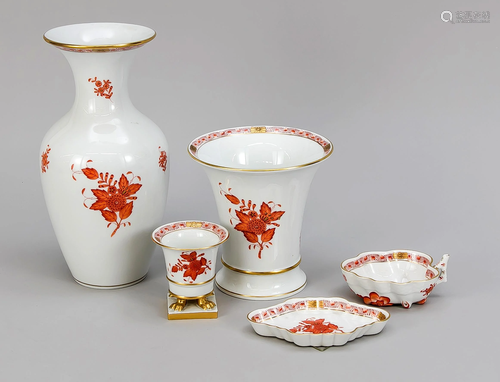 Three vases and two bowls