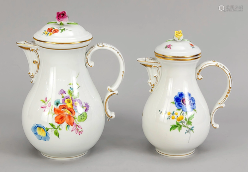 Two coffee pots, Meissen,