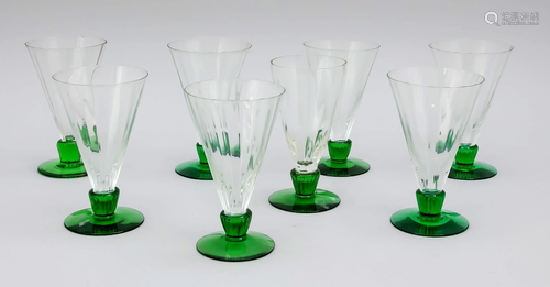 Eight Art Deco glasses, a