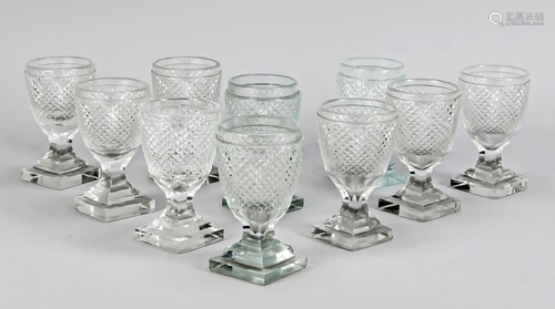 17 goblets, 19th century,