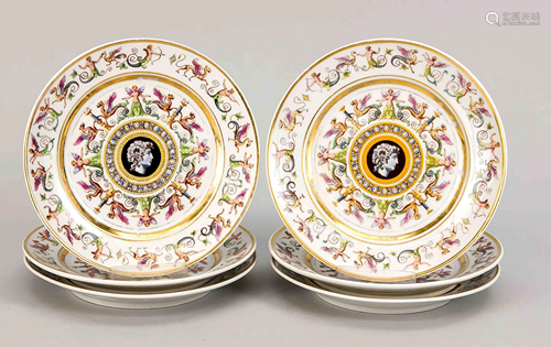 Six ornamental plates, KP