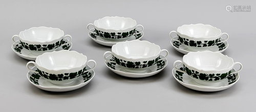 Six soup cups with underc