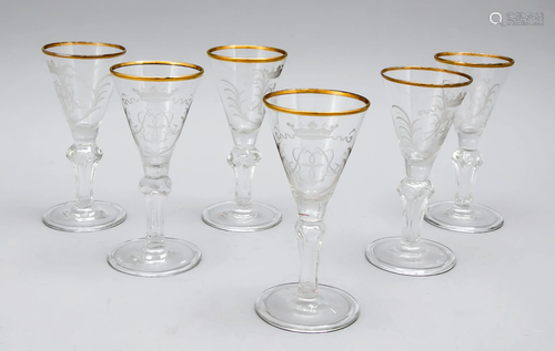 Six goblet glasses, 19th