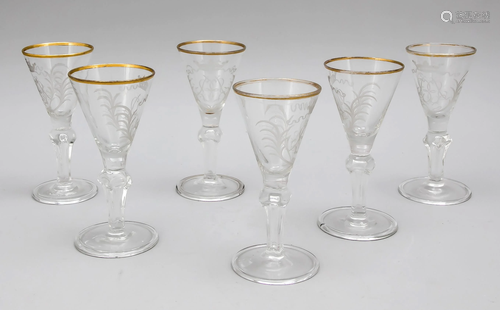 Six goblet glasses, 19th