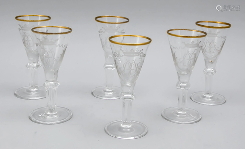 Six goblet glasses, 19th