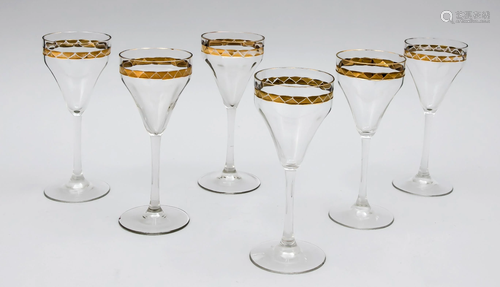 Six wine goblets, around