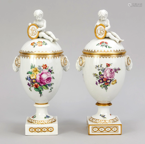 A pair of lidded vases, R