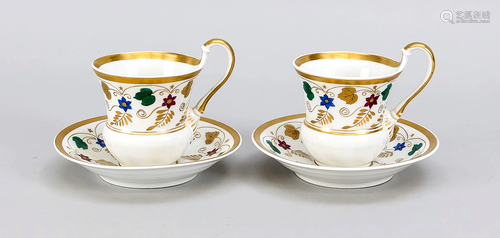 Two cups with saucer, KPM