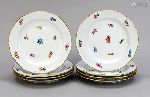 Eight cake plates, Meisse