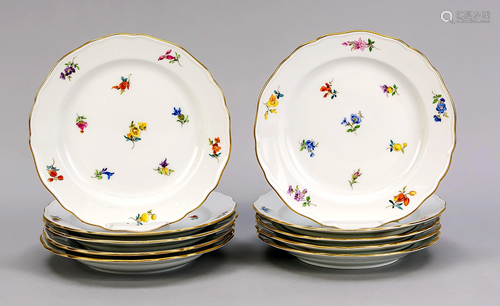 Ten cake plates, Meissen,