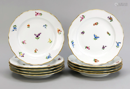 Ten flat plates, Meissen,