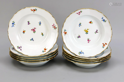 Ten deep plates, Meissen,