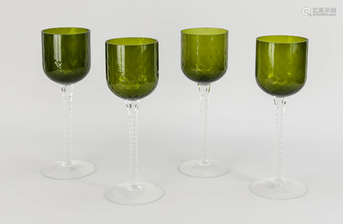 Four large wine glasses,