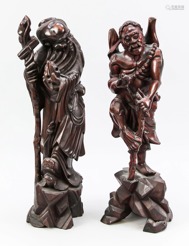 Pair of hardwood carvings