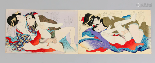 2 japanische Shunga Farbh