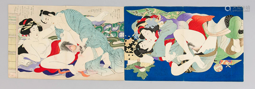 2 japanische Shunga Farbh