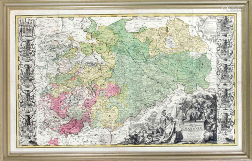 Large historical map of Saxony