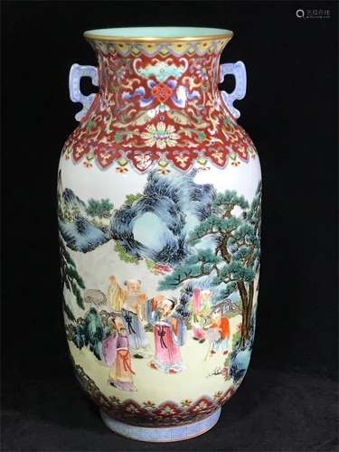 Famille rose lantern vase