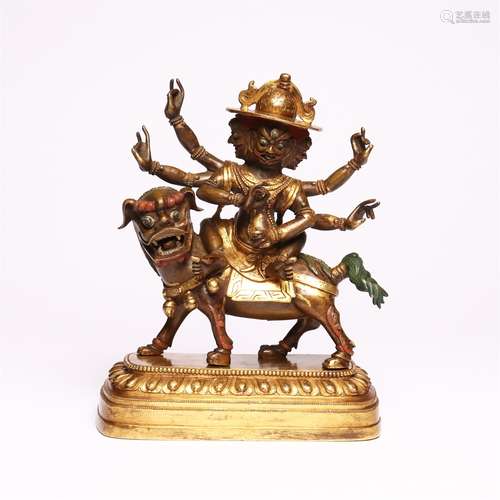 Bronze gilded six armed Dharma protector