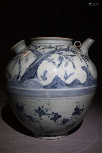 Blue and white pot