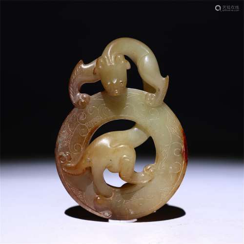 Hetian jade seed material Qinse dragon type pendant