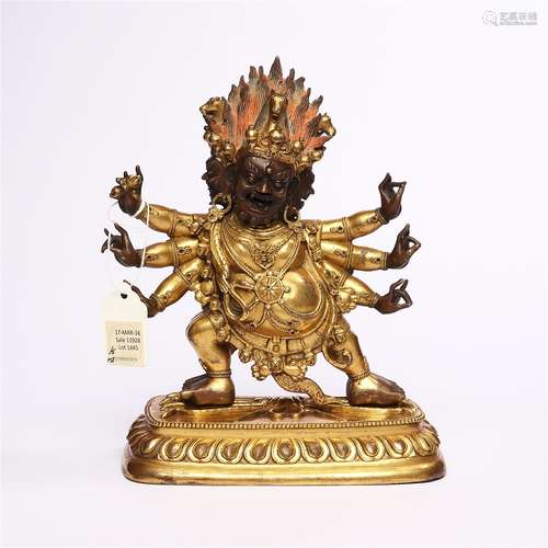 Copper gilded gold six arm Vajra protector