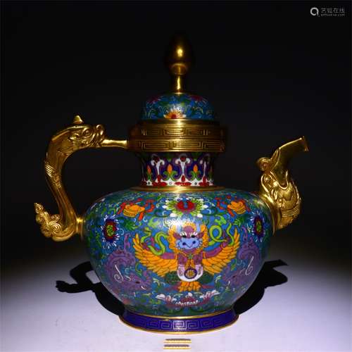 Gilt pot with cloisonne flower pattern