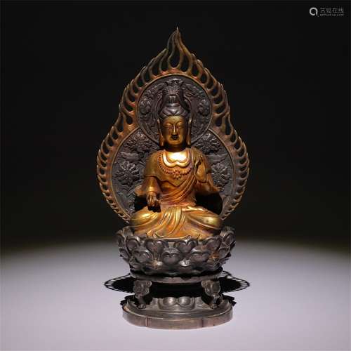 Silver gilded Buddha statue of Sakyamuni