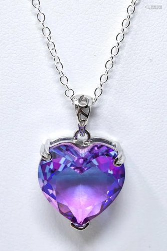 Sterling Silver & Carved Amethyst Heart Necklace