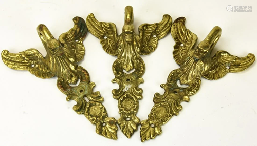 3 Gilt Swan Motif Furniture Hardware Pulls