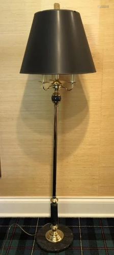 Brass Boilette Form Standing Lamp w Marble Base