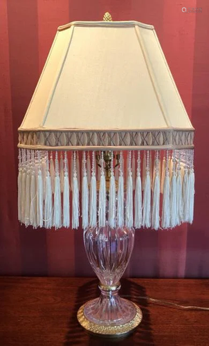 Baccarat Style Crystal & Brass Ormolu Table Lamp