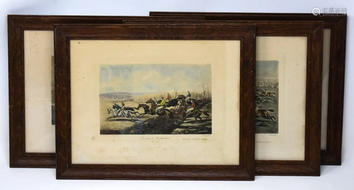 Four Antique English Hand Colored Horse Engravings