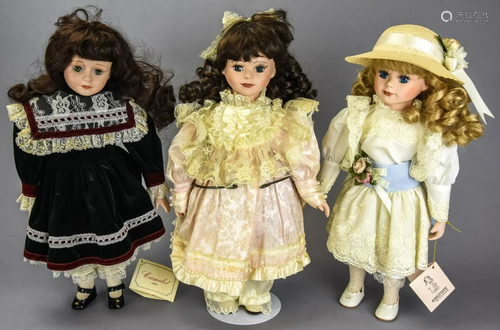 3 Victorian Style Contemporary Porcelain Dolls