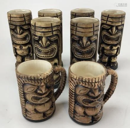 Mid Century Collection Tiki Form Ceramic Bar Ware